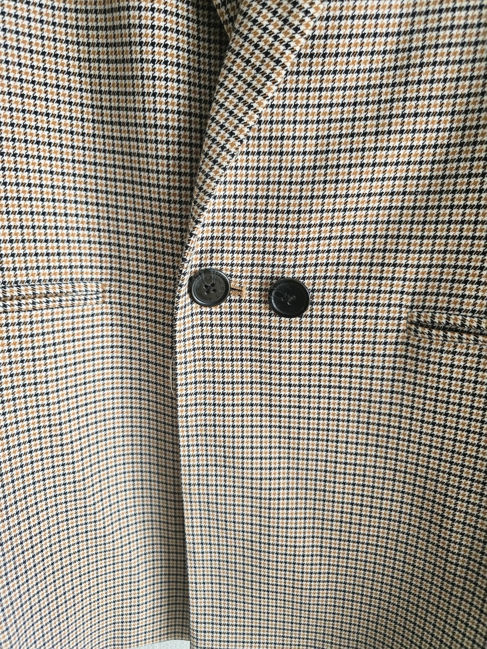 Anine Bing Madeline Beige Houndstooth Double-Button Blazer Size L - Picture 4 of 6